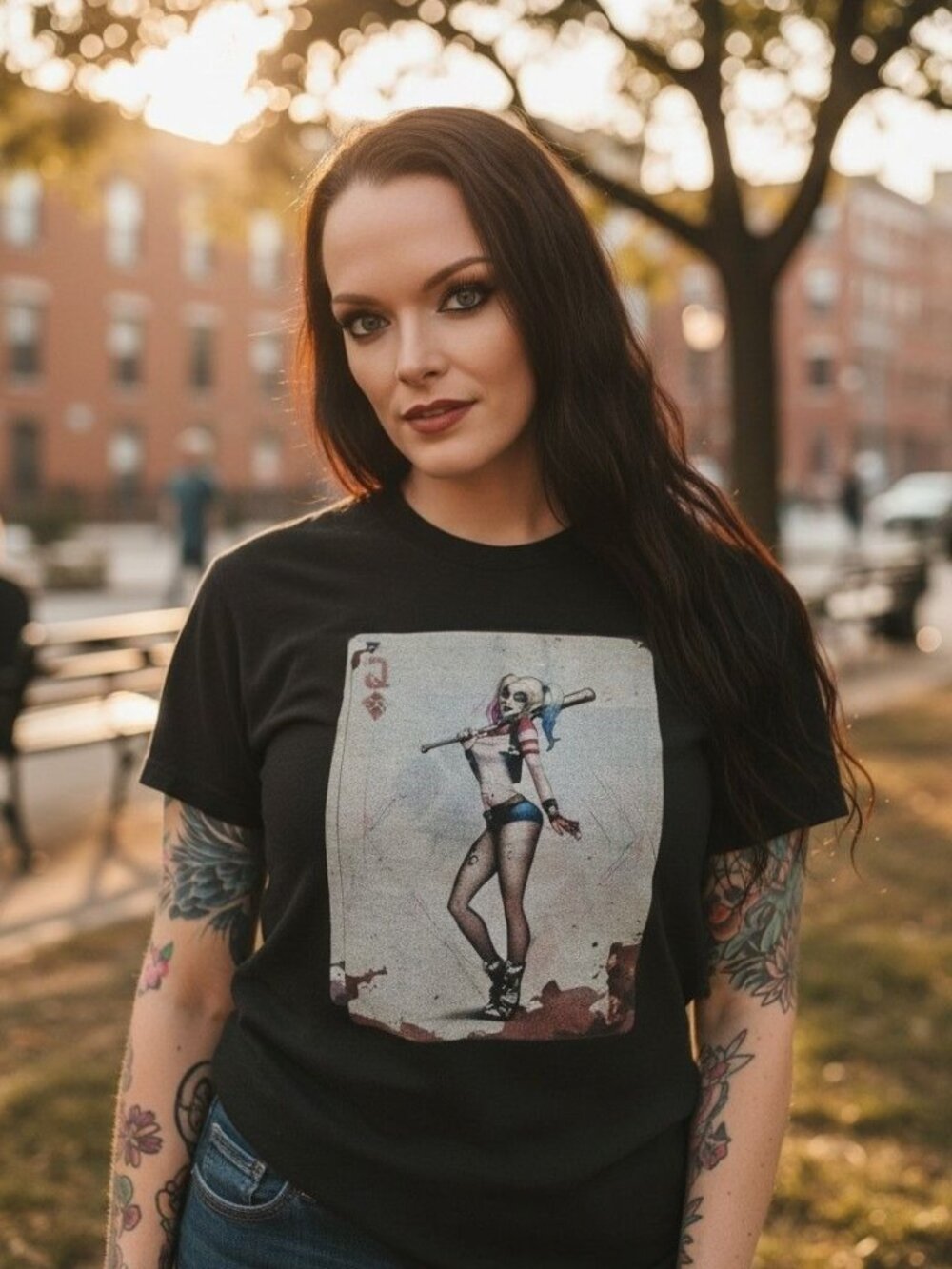 DC Comics ✦ Harley Quinn Card Graphic Tee ✦ Black Streetwear Classic Y2K XS - Picture 2 of 8